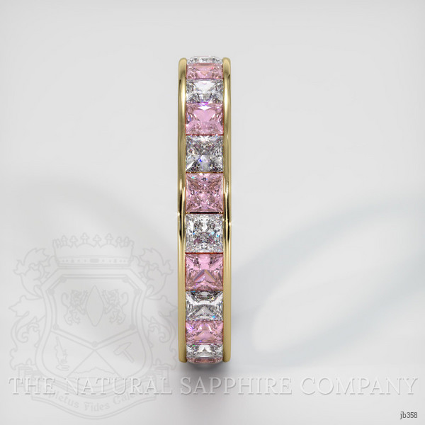 18K Yellow Gold Pink Sapphire and Diamond Eternity Wedding Band