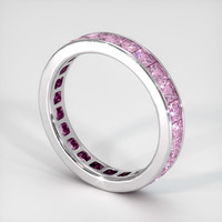 14K White Gold Pink Sapphire Eternity Wedding Band Image