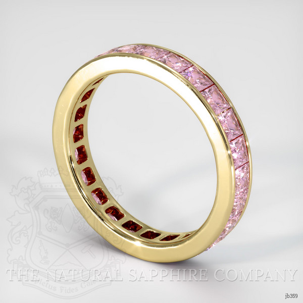 14K Yellow Gold Pink Sapphire Eternity Wedding Band