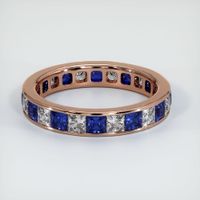 14K Rose Gold White Sapphire and Blue Sapphire Eternity Wedding Band Video