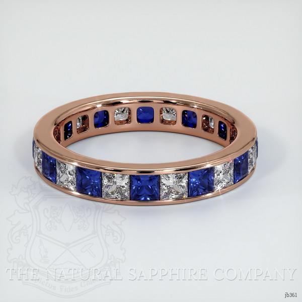 14K Rose Gold White Sapphire and Blue Sapphire Eternity Wedding Band