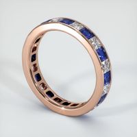 14K Rose Gold White Sapphire and Blue Sapphire Eternity Wedding Band Image