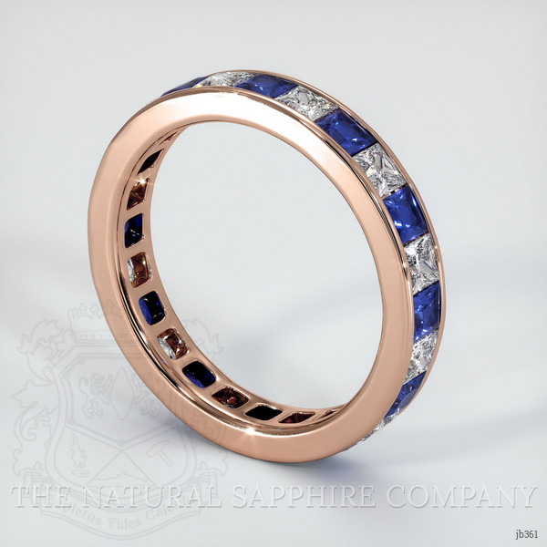 14K Rose Gold White Sapphire and Blue Sapphire Eternity Wedding Band