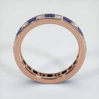 14K Rose Gold White Sapphire and Blue Sapphire Eternity Wedding Band Image
