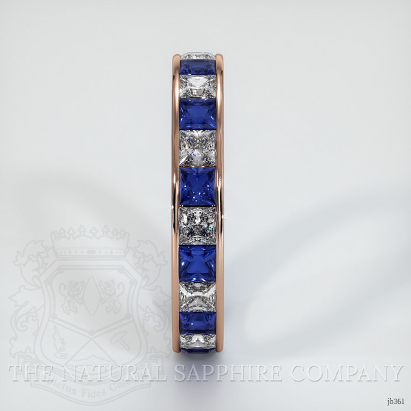 14K Rose Gold White Sapphire and Blue Sapphire Eternity Wedding Band