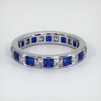 14K White Gold White Sapphire and Blue Sapphire Eternity Wedding Band Video