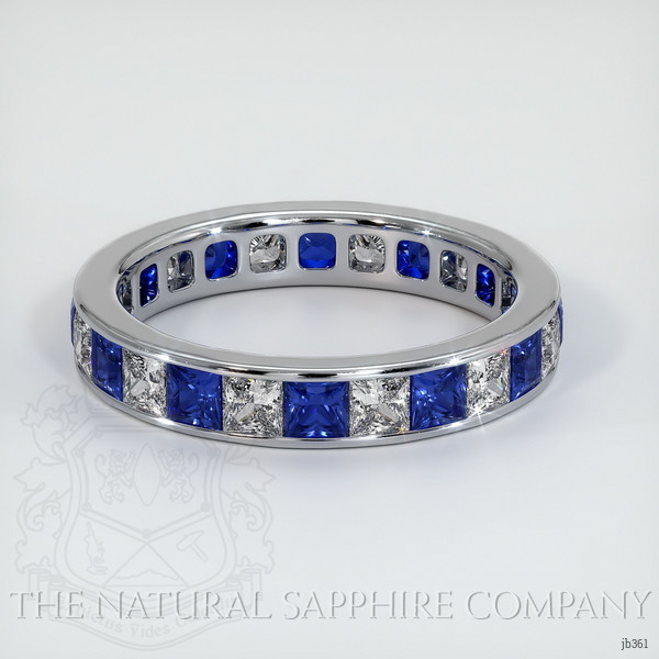 14K White Gold White Sapphire and Blue Sapphire Eternity Wedding Band