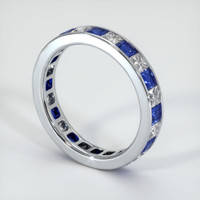 14K White Gold White Sapphire and Blue Sapphire Eternity Wedding Band Image