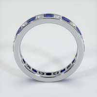 14K White Gold White Sapphire and Blue Sapphire Eternity Wedding Band Image