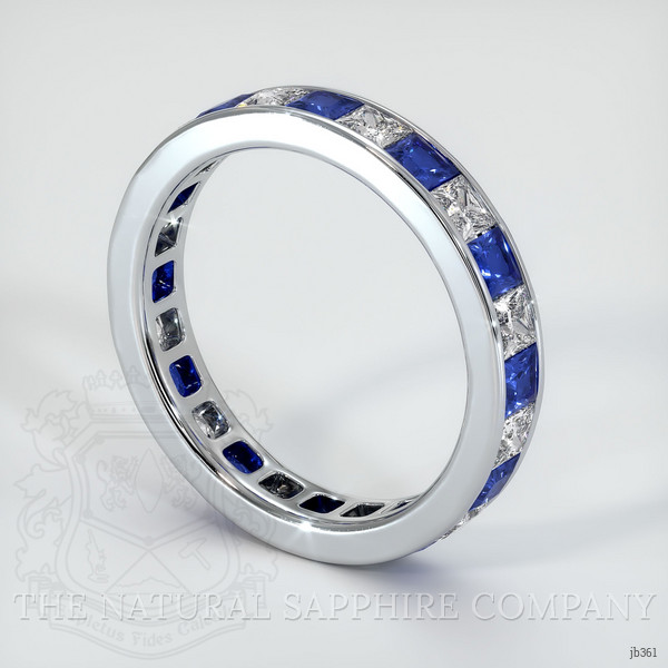 18K White Gold White Sapphire and Blue Sapphire Eternity Wedding Band