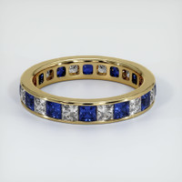 14K Yellow Gold White Sapphire and Blue Sapphire Eternity Wedding Band Video