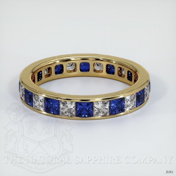14K Yellow Gold White Sapphire and Blue Sapphire Eternity Wedding Band