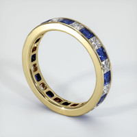 14K Yellow Gold White Sapphire and Blue Sapphire Eternity Wedding Band Image