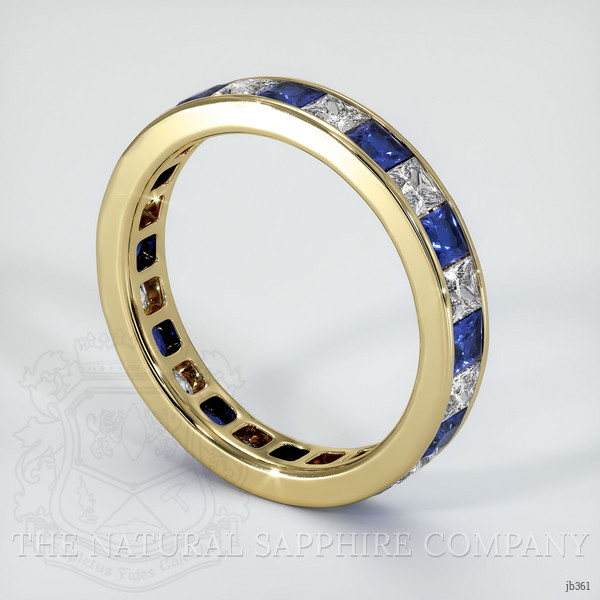 14K Yellow Gold White Sapphire and Blue Sapphire Eternity Wedding Band