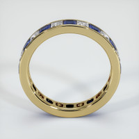 14K Yellow Gold White Sapphire and Blue Sapphire Eternity Wedding Band Image
