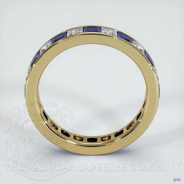 14K Yellow Gold White Sapphire and Blue Sapphire Eternity Wedding Band
