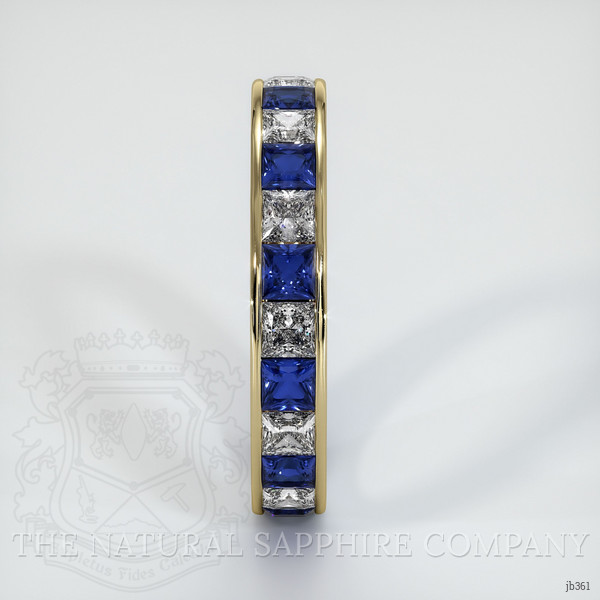 14K Yellow Gold White Sapphire and Blue Sapphire Eternity Wedding Band