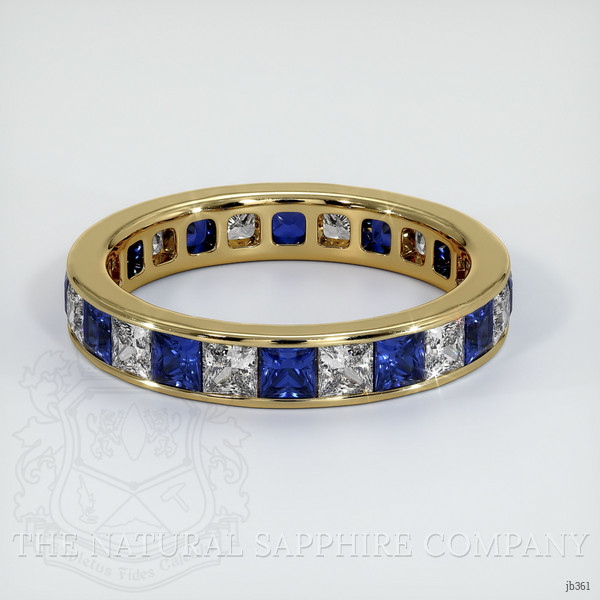18K Yellow Gold White Sapphire and Blue Sapphire Eternity Wedding Band