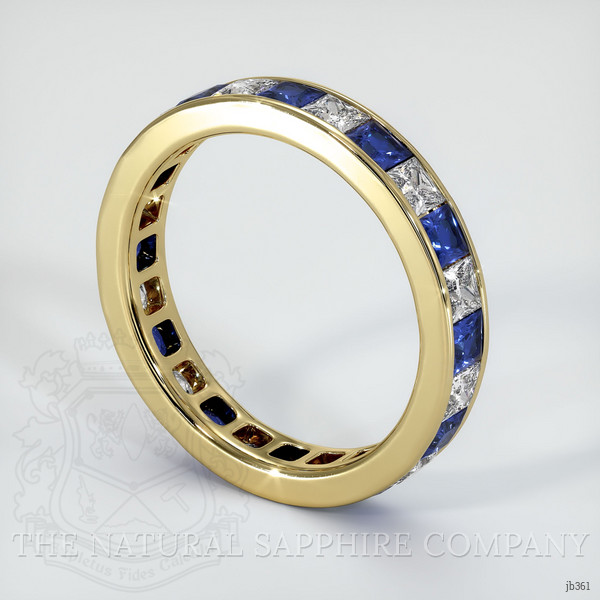18K Yellow Gold White Sapphire and Blue Sapphire Eternity Wedding Band