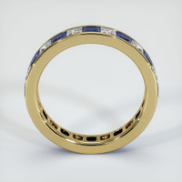 18K Yellow Gold White Sapphire and Blue Sapphire Eternity Wedding Band Image
