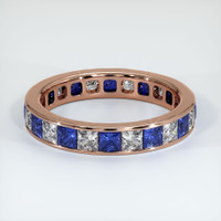 14K Rose Gold Blue Sapphire and Diamond Eternity Wedding Band Video