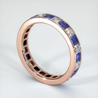 14K Rose Gold Blue Sapphire and Diamond Eternity Wedding Band Image