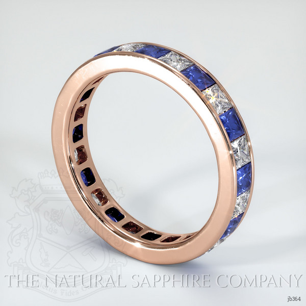 14K Rose Gold Blue Sapphire and Diamond Eternity Wedding Band