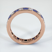 14K Rose Gold Blue Sapphire and Diamond Eternity Wedding Band Image