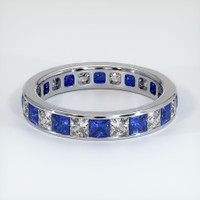 14K White Gold Blue Sapphire and Diamond Eternity Wedding Band Video