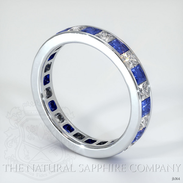 14K White Gold Blue Sapphire and Diamond Eternity Wedding Band