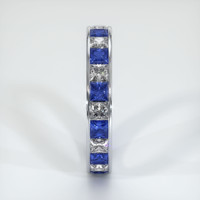 14K White Gold Blue Sapphire and Diamond Eternity Wedding Band Image