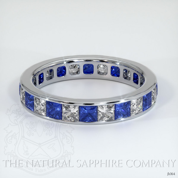 18K White Gold Blue Sapphire and Diamond Eternity Wedding Band