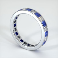 18K White Gold Blue Sapphire and Diamond Eternity Wedding Band Image