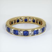 14K Yellow Gold Blue Sapphire and Diamond Eternity Wedding Band Video