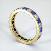 14K Yellow Gold Blue Sapphire and Diamond Eternity Wedding Band Image