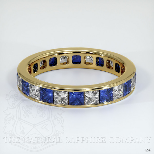 18K Yellow Gold Blue Sapphire and Diamond Eternity Wedding Band