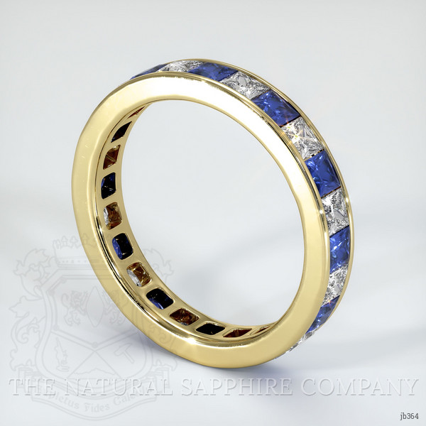 18K Yellow Gold Blue Sapphire and Diamond Eternity Wedding Band