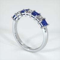 Platinum 950 Blue Sapphire and Diamond Prong Wedding Band Image