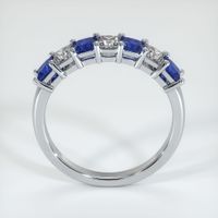Platinum 950 Blue Sapphire and Diamond Prong Wedding Band Image