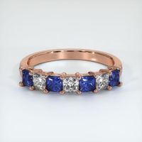 14K Rose Gold Blue Sapphire and Diamond Prong Wedding Band Video