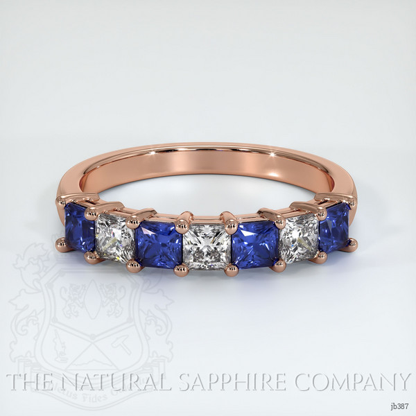 14K Rose Gold Blue Sapphire and Diamond Prong Wedding Band