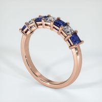 14K Rose Gold Blue Sapphire and Diamond Prong Wedding Band Image