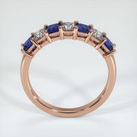 14K Rose Gold Blue Sapphire and Diamond Prong Wedding Band Image