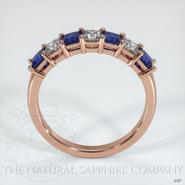 14K Rose Gold Blue Sapphire and Diamond Prong Wedding Band
