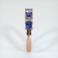 14K Rose Gold Blue Sapphire and Diamond Prong Wedding Band Image
