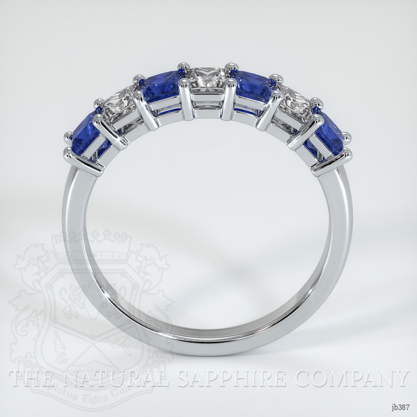 18K White Gold Blue Sapphire and Diamond Prong Wedding Band