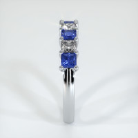 18K White Gold Blue Sapphire and Diamond Prong Wedding Band Image