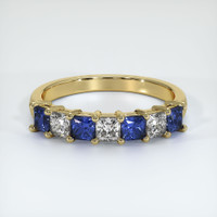 14K Yellow Gold Blue Sapphire and Diamond Prong Wedding Band Video