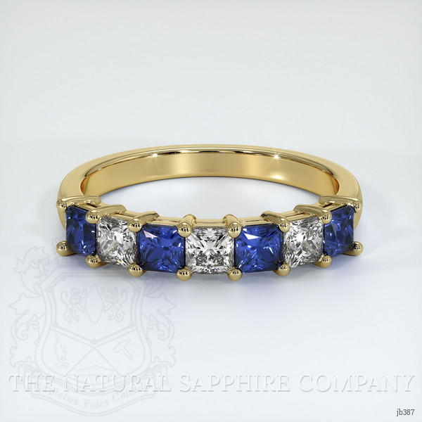 14K Yellow Gold Blue Sapphire and Diamond Prong Wedding Band