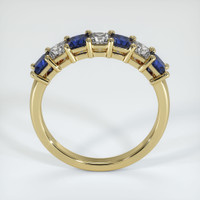 14K Yellow Gold Blue Sapphire and Diamond Prong Wedding Band Image